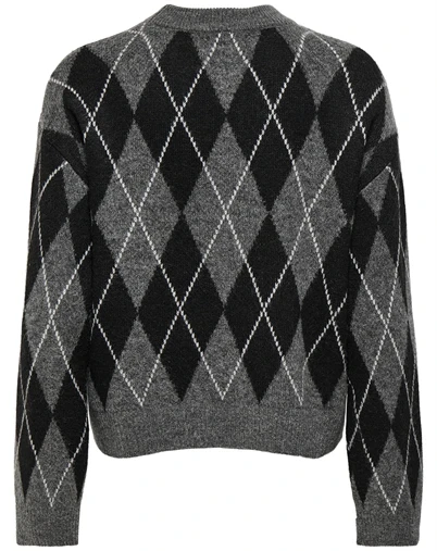JDY - JDYBianka Argyle Pullover Strik - Dark Grey Melange
